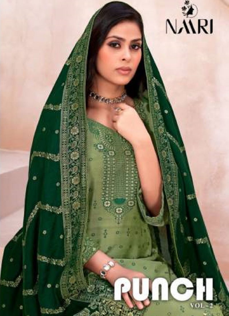 Punch 2 By Naari Pure Muslin Jacard Duppta Set